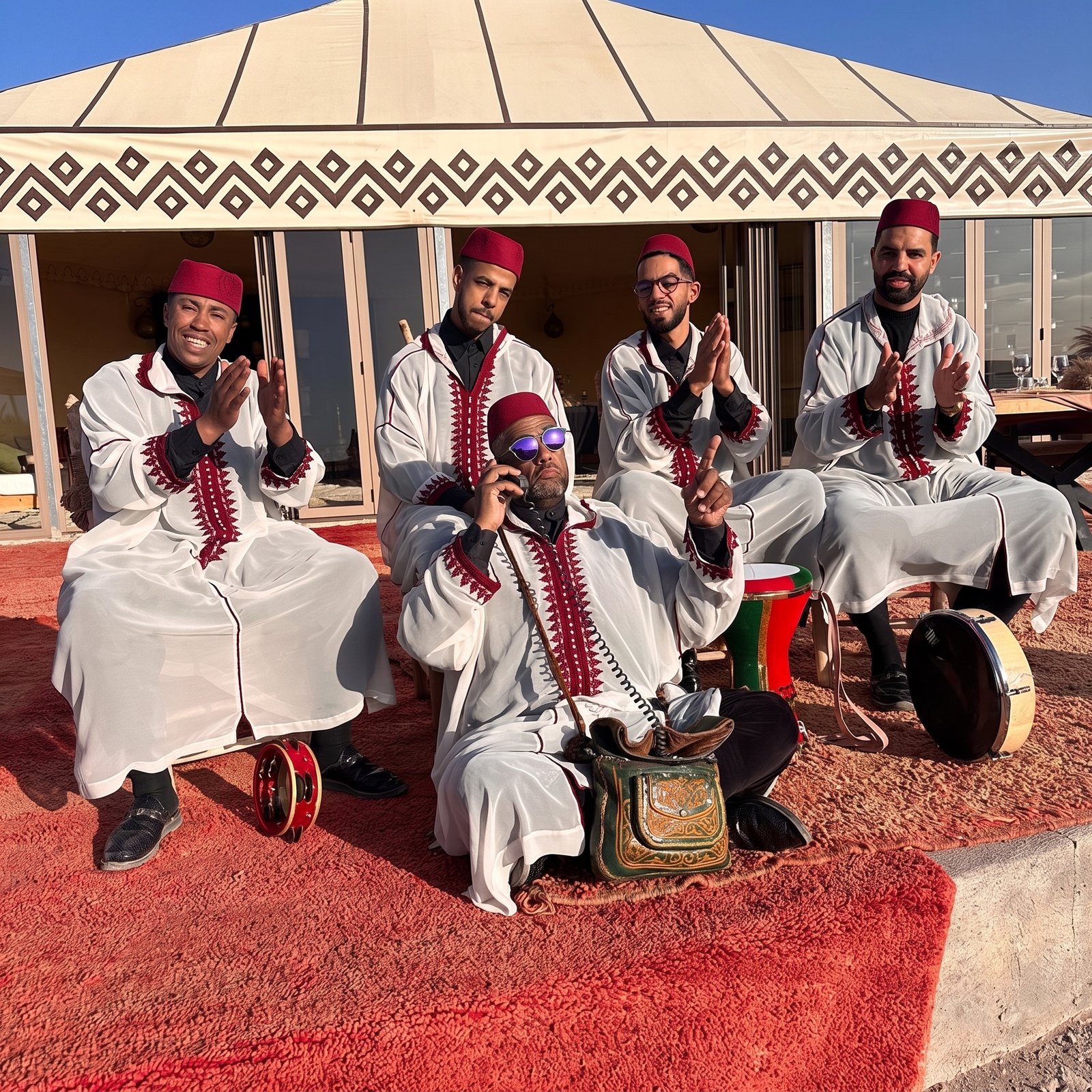 Traditional Aissawa musicians at Moroccan celebration