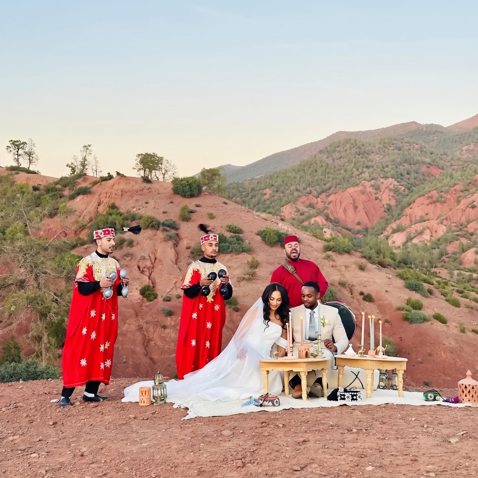 Gnaoua musicians performing at a private event in Marrakech